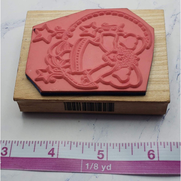 Inkadinkado Alma Lynne Angel Heart on Moon Wood Mounted Rubber Stamp - Picture 7 of 7